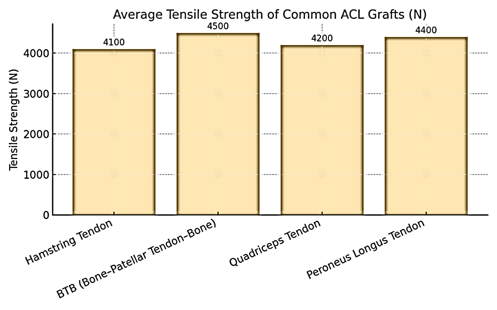 Figure 1. Average tensile strength comparison of common ACL grafts. (Data adapted from multiple biomechanical studies, 2023–2025)