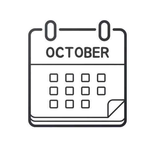 Calendar icon displaying the month October with a grid of date boxes